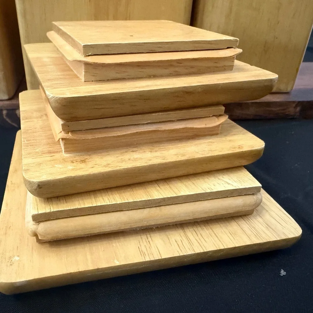Vintage Kamenstein Wood Canister Set 3 Piece Square Nesting Kitchen Storage
